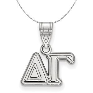 Sterling Silver Delta Gamma Medium Greek Necklace - 20 Inch